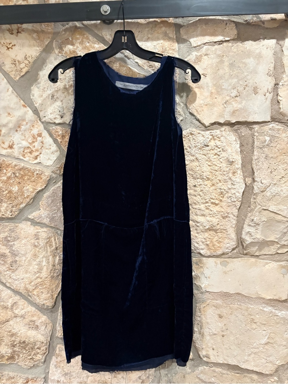 RAQUEL ALLEGRA: Sleeveless Navy Velvet Shift Dress - Women